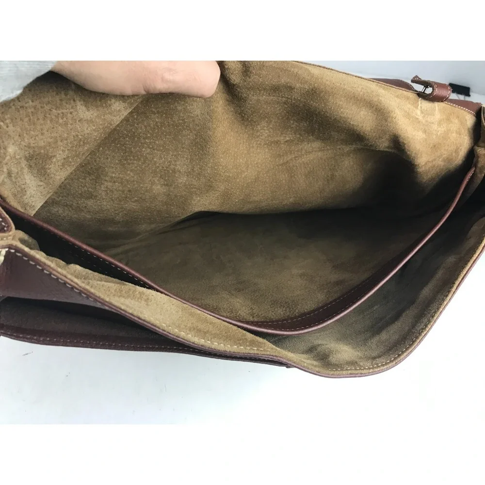 Abitare‎ Briefcase Document Bag Mens Brown Genuine Leather Top Handle Push Lock